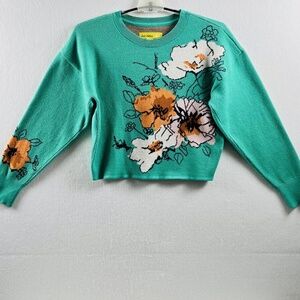 Anthropologie Maeve Sonal Nathwani Camryn Sweater Women's Small Floral Cropped